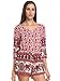 Choies Women's Red Floral Leaves And Elephant Animal-printed V Neck Romper Playsuit
