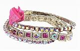 Bracelet Set - Crystal Stretch (3 Pcs) ~ Fuchsia and Rose AB