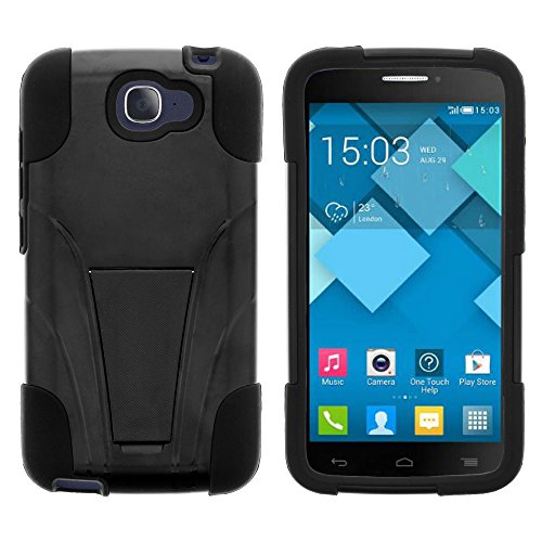 Alcatel One Touch Fierce 2 Case, Dual Layer Shell STRIKE Impact Kickstand Case with Unique Graphic Images for Alcatel One Touch Fierce 2 7040T, Alcatel POP ICON A564C (T Mobile, Metro PCS, Straight Talk) from MINITURTLE | Includes Clear Screen Protector and Stylus Pen - Black