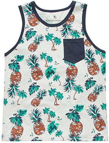 SHOUTHOUSE Pineapple Express Boys Pocket Tank, Oatmeal, Medium