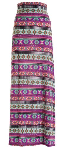 Chevron Floral Aztec Tribal Striped Printed Full Maxi Skirt Dress