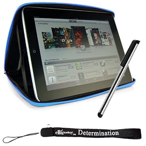 Premium Durable Slim Hard Nylon Cube Case for Apple iPad 16GB, 32GB, 64GB Wi-Fi and WiFi + 3G + Includes a 4-inch eBigValue (TM) Determination Hand Strap + Premium Quality Metal Stylus Styli for Apple iPad