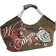 ED HARDY BECCA MEDIUM TOTE KHAKI HANDBAG RHINESTONE