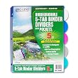 C-Line Biodegradable Colored Tab Polypropylene Index Dividers with Slant Pockets, Multi-Color, Fits 3-Ring Binders, One 5-Tab Set (05460)
