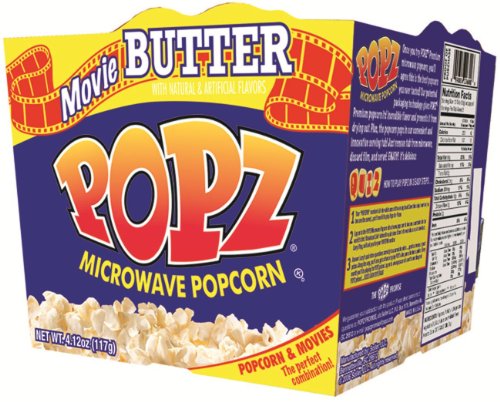 Popz Movie Butter Microwave Popcorn 4.12 Ounces Tubs (6 Tubs in a Case)