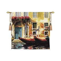 Venetian Gondolas I Tapestry Wallhanging Comes With Wall Hanging Rod and Tassels