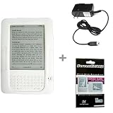 White Color Amazon Kindle 2 E-Book Reader Silicone Rubber Skin Case + Kindle2 Travel Charger + Kindle2 Anti Scratch LCD Screen Protector