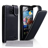 Custodia Samsung Galaxy S2 i9100 Nero Cuoio Lanciare Caso Con Schermo Pellicola Protezionedi Yousave