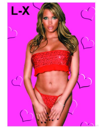 Teensy weensy crop tube set red heart foil one size