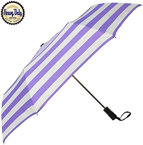 iRain Automatic Folding Umbrella (Puple / Gray Stripes)