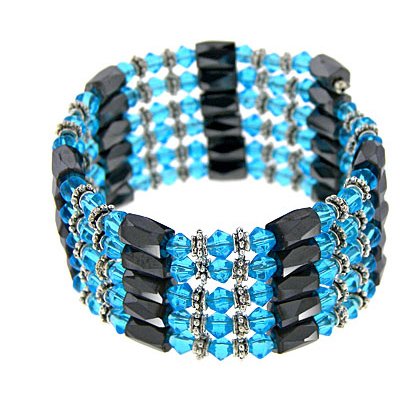 Magnetic Wrap Necklace/Bracelet - Bright Blue 36 Inches in Length