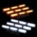54 Bright White and Amber Hazard Warning Flash Strobe Lights Bar for Windshield Dash... by HK5