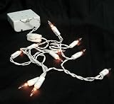 Set of 10 Battery Operated Clear Christmas Lights - White Wire