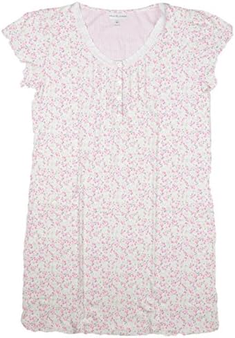 Miss Elaine Womens Short Sleeve Short Night Gown Small Pink Floral