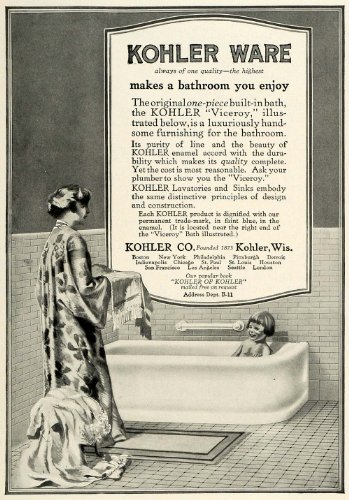 1917 Ad Kohler Ware Wisconsin Bathroom Viceroy BathTub - Original Print Ad