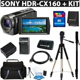 Sony HDR-CX160 High-Definition Handycam Camcorder (Black) + 16GB Deluxe Accessory Kit