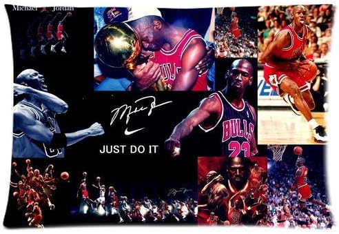 NBA Chicago Bulls Michael Jordan Custom Rectangle Pillowcase Pillow Cases Cover 20x30 (one side) Standard Size NIKE JUST DO IT Dunk D-184