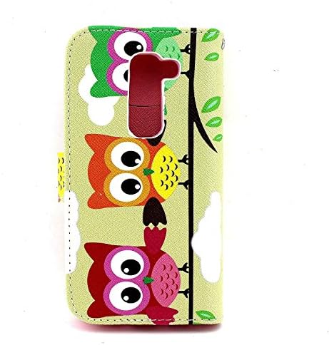 Bayke Brand / LG G2 Mini Case PU Leather Wallet Type Flip Case Cover with Credit Card Holder Slots for LG G2 mini LTE / LG D620 Smartphone (Cute Owl Pattern Design Print 03)