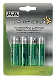 Paradise BA25115 Rechargeable Solar AA 900mAH Batteries, 4-Pack