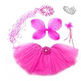 5 Piece Sparkle Fairy Princess Costume Set PLUS GIFT BAG (Hot Pink)