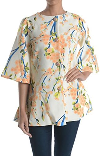 Beautiful Aryeh Ladies Floral Printed Jacket (Medium, Ivory)