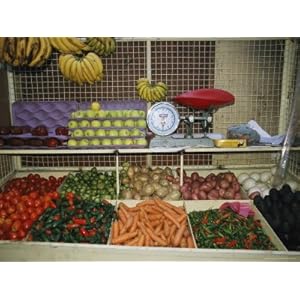 Outdoor Mexican Market Selling Fruits and Vegetables Photographic Poster Print 24x32