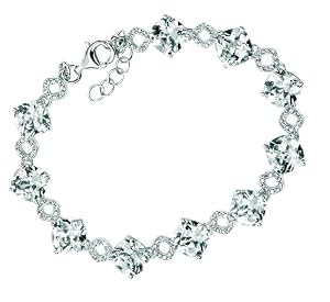 Element Sterling Silver, Ladies', B3489C, Bracelet with Clear Cushion Cut Cubic Zirconia and Pave Cubic Zirconia Detail, Length 18cm plus 3cm Extender