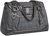 Cross Town AC186-6 Ladies Computer Bag Collection Oxford Fold Over Tote with Complimentary Mini Pen In Pen Charm Sleeve (Grey Plaid)