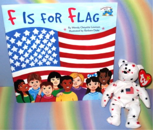 512NUivN jL Glory, the Small Patriotic Teddy BEAR (Teenie Beanie) AND F is for Flag BOOK (Bear and Book Combo)