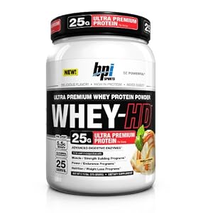 BPI Sports Whey-HD Ultra Premium Whey Protein Powder, Vanilla Caramel, 2.15 Pound