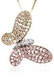 14k White, Yellow, and Pink Gold, Butterfly Diamond Pendant (.41 cttw, G-H Color, I1 Clarity)