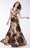 2131 SATIN LEOPARD PRINT EVENING PROM LONG GOWN