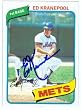 Ed Kranepool autographed baseball card (New York Mets) 1980 Topps #641