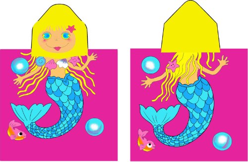 Girls Pink Blonde Mermaid Kids Hooded Beach Bath Towel item# kkt6507