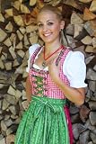 Wunderschönes Trachten Dirndl-Set Nathalie, 3-tlg, dreiteilig, rot grün, Trachtendirndl, Dirndlkleid, Trachtenmode für Damen (38)