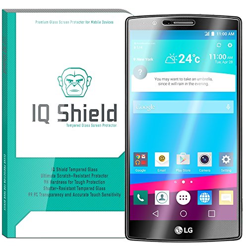 LG G4 Screen Protector, IQ ShieldÂ® Tempered Ballistic Glass Screen Protector for LG G4 99.9% Transparent HD and Anti-Bubble Shield - with Lifetime Warranty