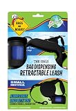 Bags on Board Retractable Dog Leash with Built-in Bag Dispenser, Small, Black, 45 Bags