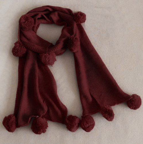 （サウス・ジュン）South JUN　マフラー　ボンボン　キュート　425-3　（ワインレッド）