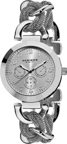 Akribos XXIV Women's AK564SS Multi-Function Mesh Link Bracelet Watch