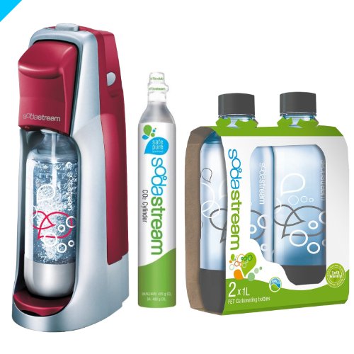 Sodastream Jet Red Kit 1 2pk Grey 1L Carbonating Bottles 1 Spare 60L