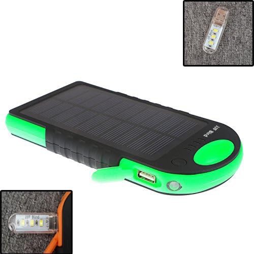 JJF Bird TM Solar Panel Charger 12000mah Rain-resistant Waterproof Shockproof Portable Dual USB Port Portable Charger Backup External Battery Power Pack for Iphone 6 4 4s 5 5sipod, Ipad Ipad Mini Retina(apple Adapters Not Included), Samsung Galaxy Note 2, Note 3, S2 S3, S4, S5, Blackberry Z30, Z10, Q10, Q5, Asus Nexus 4, 5, 7, 10, HTC One V, X, M8, M7, Mini, Max, Motorola Moto G, X, E, Droid, Lg G2, G3, Sony Xperia, Nokia Lumia, Icon, 521, 520, 920, 1020, 1520 Most Android/windows Smart Cell Phones, Gps, Tablets, and Other Usb-charged Devices, Etc. (Black-green)