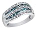 Blue and White Diamond Ring 1/2 Carat (ctw) in 14K White Gold