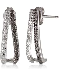 Sterling Silver Black and White Diamond Earrings