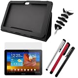 from GTMax For Samsung Galaxy TabTM 8.9 GT-P7310 P7300 Tablet Accessories Kit:Black PU Leather Cover Case with Stand +LCD Screen Protector + 3x Stylus Pen(Red+Black+Silver) +Fishbone Headset Wrap By GTMax