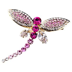 Pugster 22k Golden Plated Dragonfly Rose Pink Swarovski Crystal Diamond Accent Animal Brooches And Pins