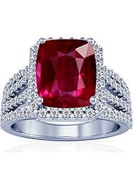 Platinum Cushion Cut Ruby Ring With Sidestones