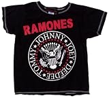 Toddler Kids Decon THE RAMONES Full Print Distressed T Shirt with Contrast Stitching - Black