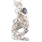 Rare Hand Carved Solid 925 Sterling Silver Demon Skeleton Pendant and Snake Chain