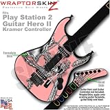 PS2 Guitar Hero II ( 2 ) Kramer Guitar Chrome Skull on Pink WraptorSkinz TM Faceplate Skin by TuneTattooz TM