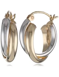 14k Two Tone Gold 5.5mm Twisted Hoop Earrings